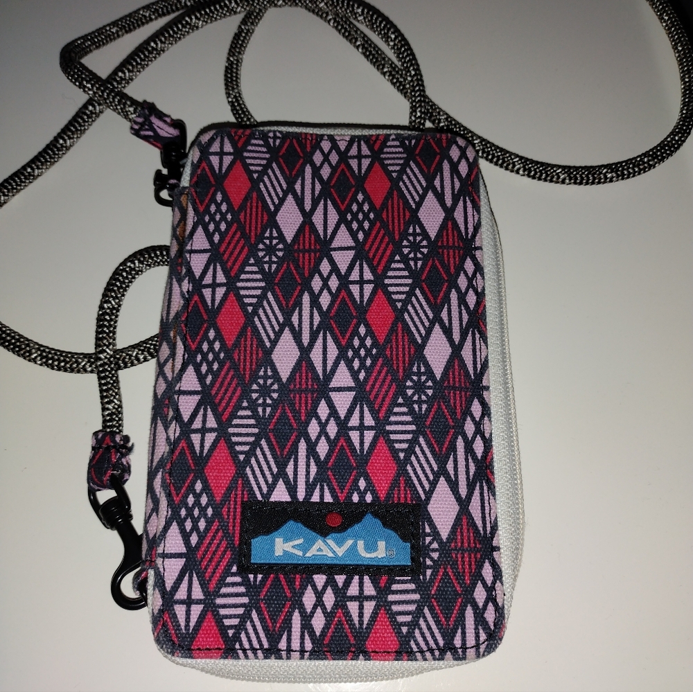 KAVU Red and Purple Patterned Crossbody Bag